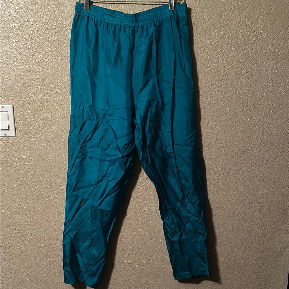 Adam Douglas Teal Satin Pants Size Small